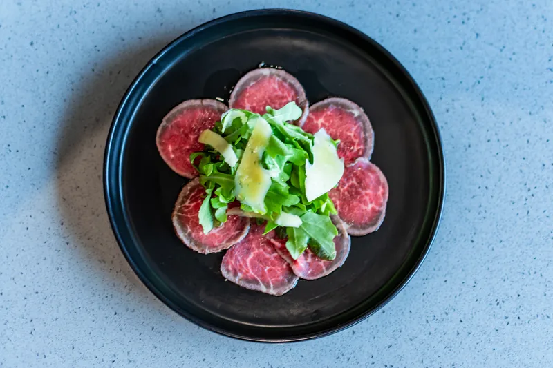 Wagyu carpaccio photographed at Prime Wagyu